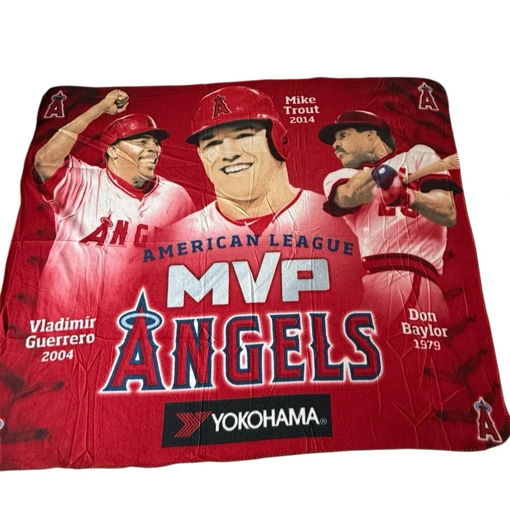 NEW Los Angeles Angels Blanket Red American League MVP Trout/Guerrero/Baylor
